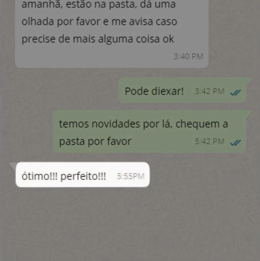 Print real de conversa no WhatsApp com cliente