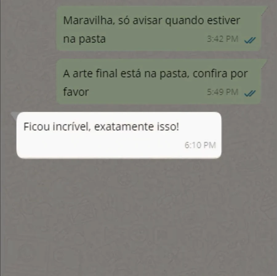 Print real de conversa no WhatsApp com cliente